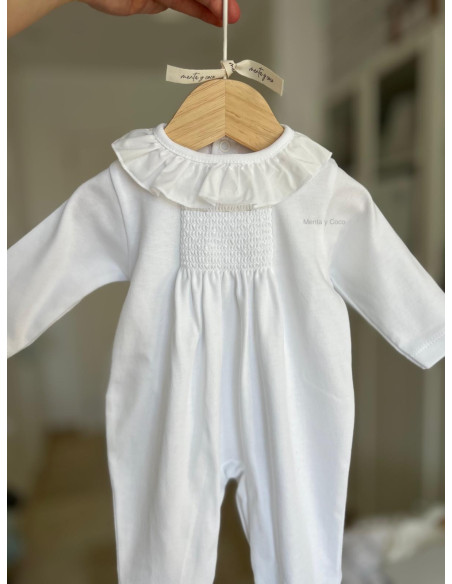 Pijama nido abeja cuello volante