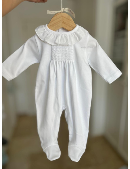 Pijama nido abeja cuello volante