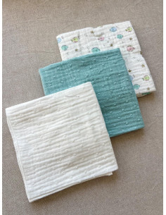 Pack de 3 gasas verde empolvado