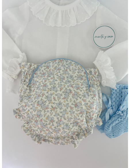 Cubrepañal jazmín celeste