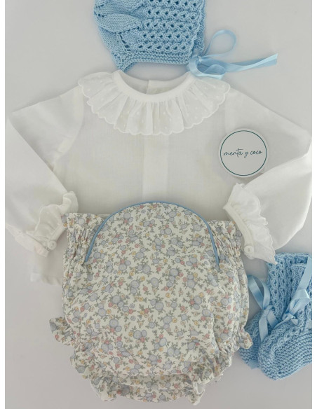 Cubrepañal jazmín celeste