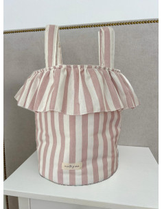 Bolso capazo raya rosa empolvado