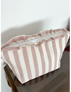 Neceser IMPERMEABLE volante raya rosa empolvado 2