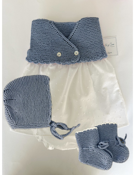 Conjunto MER 3-6m algodón azul