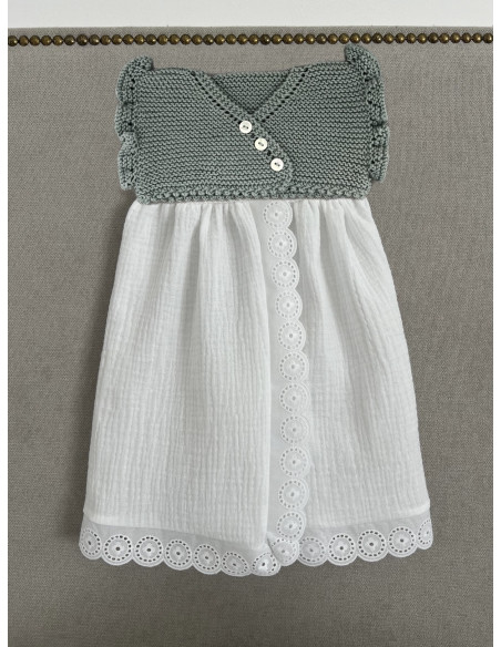 Faldón mer 1-3m algodón verde empolvado