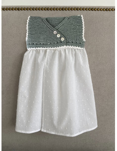 Faldón MER 1-3m algodón verde puntilla blanca 2