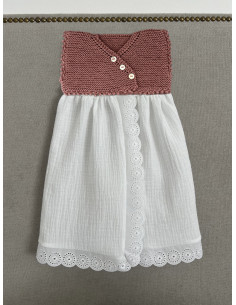 Vestido MER 3-6m algodón rosa viejo