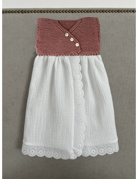 Vestido MER 3-6m algodón rosa viejo