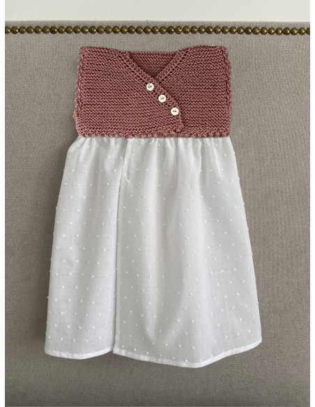 Vestido MER 3-6m algodón rosa viejo