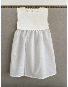 Faldón LIS 0m algodón algodón blanco bordado azul