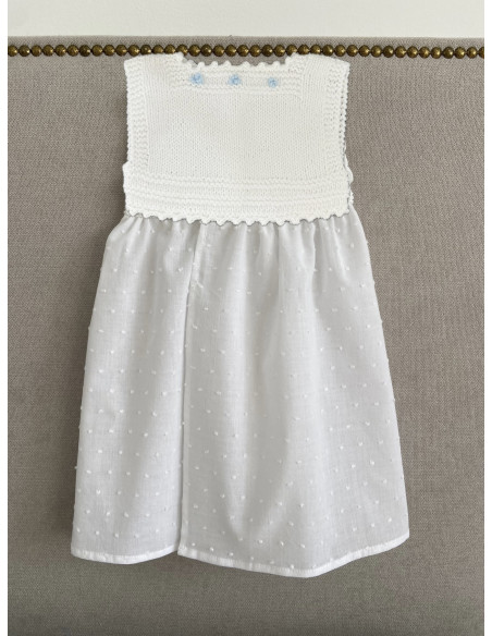 Faldón LIS 0m algodón algodón blanco bordado azul