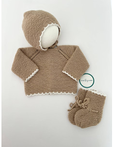 Conjunto 1-3m algodón beige