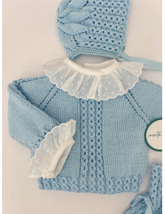 Camisa cuello y manga tira bordada