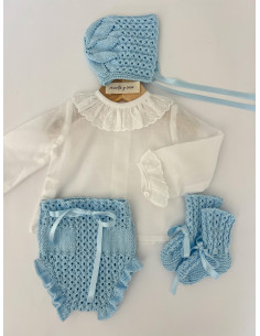 Camisa cuello y manga tira bordada 2