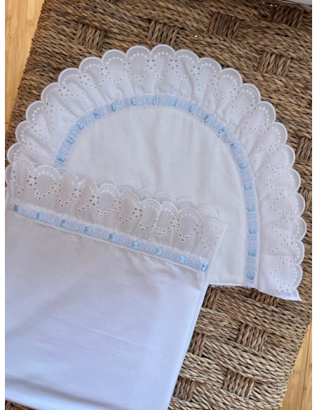 Sábana pasacintas tira bordada ondas