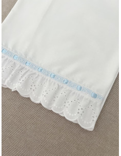 Sábana pasacintas tira bordada ondas