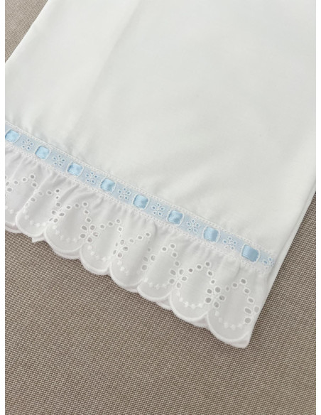 Sábana pasacintas tira bordada ondas