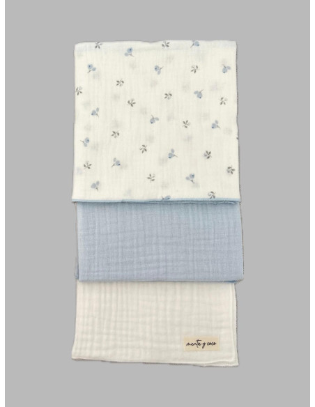 Pack de 3 gasas celeste