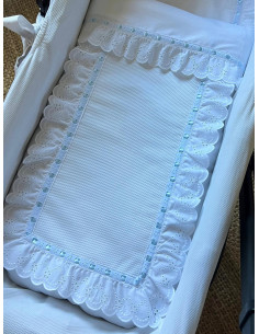 Colcha piqué tira bordada ondas relleno extraíble