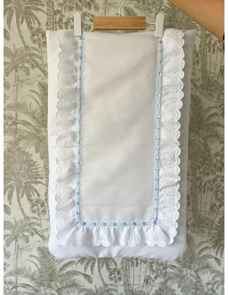 Colcha piqué tira bordada ondas relleno extraíble