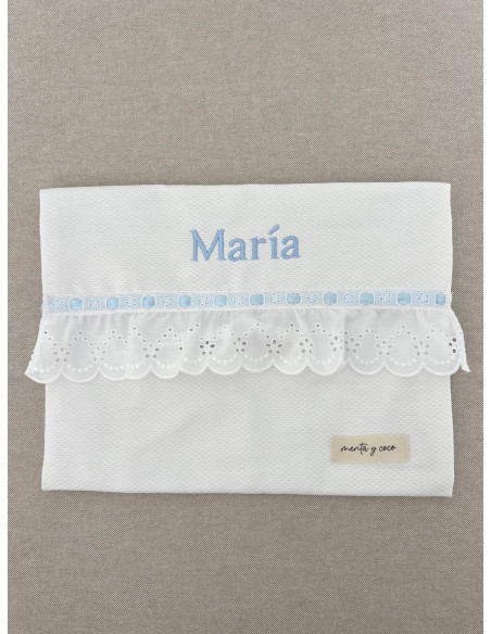 Bolsa de muda piqué tira bordada ondas