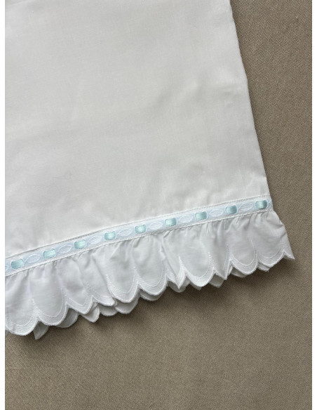 Sábana pasacintas tira bordada hoja