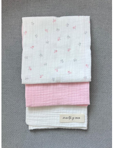 Pack de 3 gasas rosa bebé