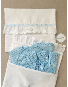 Bolsa de muda piqué tira bordada ondas