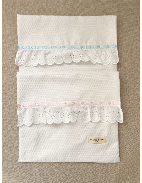 Bolsa de muda piqué tira bordada ondas