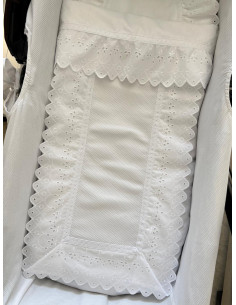 Colcha piqué tira bordada picos relleno extraíble