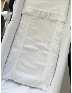 Colcha piqué tira bordada calados relleno extraíble