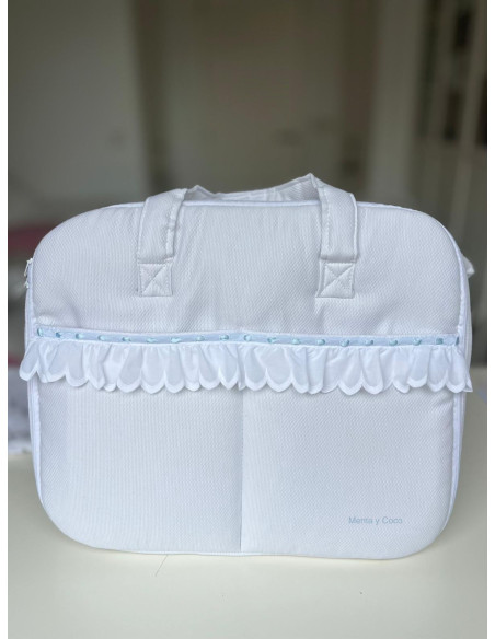 Maleta maternidad piqué tira bordada