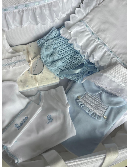 Maleta maternidad piqué tira bordada