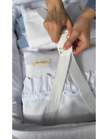 Maleta maternidad piqué tira bordada