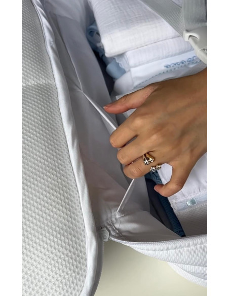 Maleta maternidad piqué tira bordada