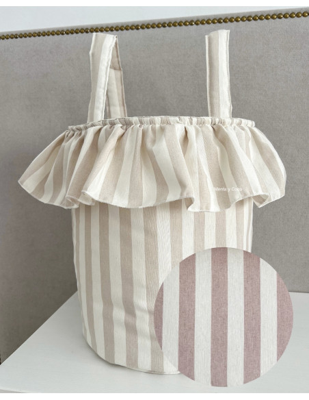 Bolso capazo raya rosa empolvado